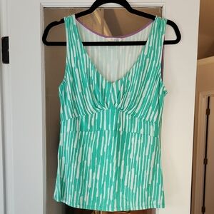 Boden Green and White Striped Tank Top